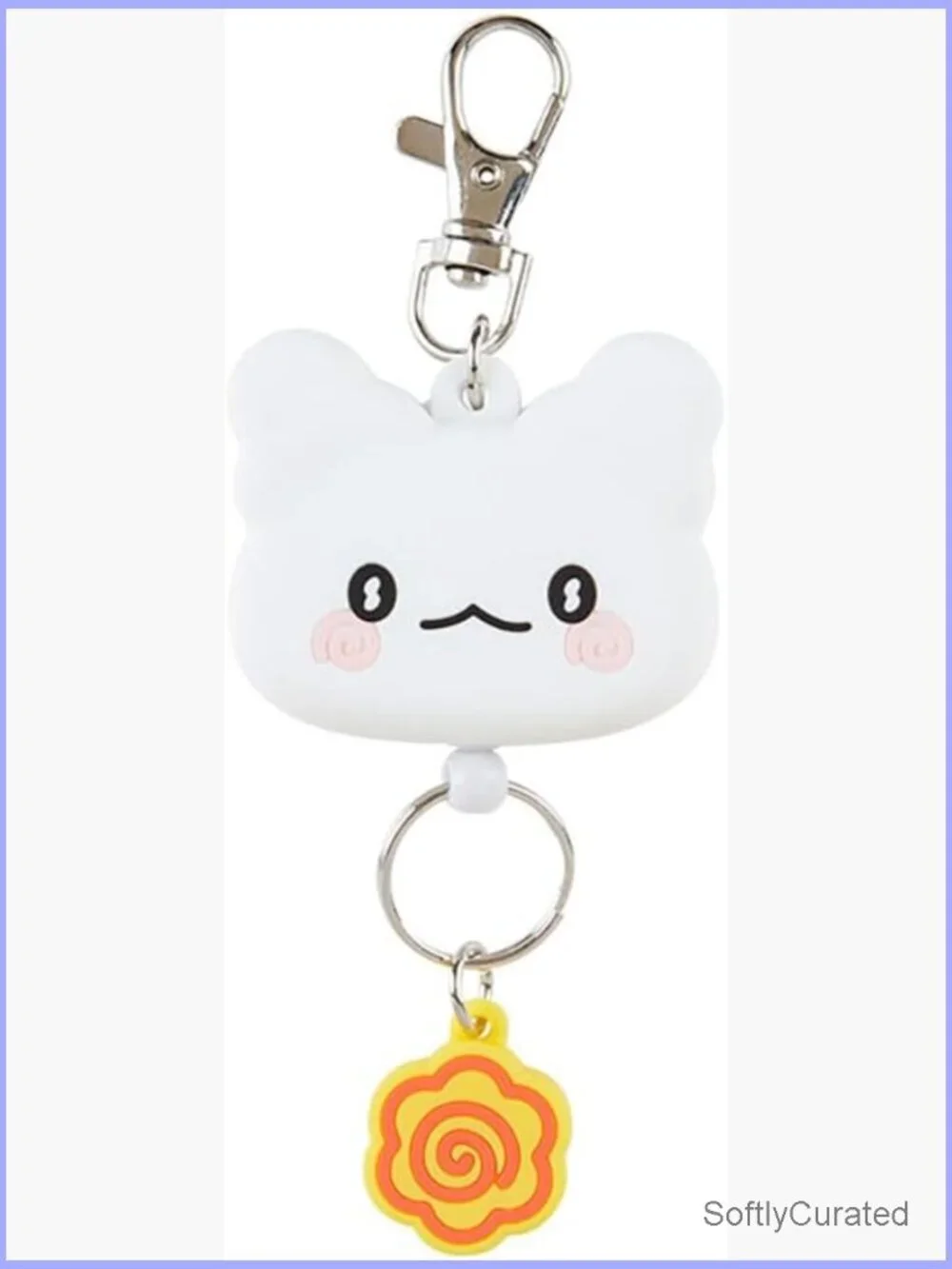 Retractable PVC Keychain with Face Shape Design, Split Ring Closure